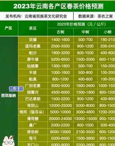 最新普洱茶毛料价格表，2023年行情走势