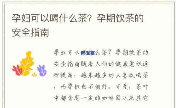 孕妇可以喝什么普洱茶吗，孕妇能饮用哪些普洱茶？安全健康的选择推荐