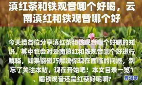 铁观音和滇红哪个好-铁观音和滇红哪个好喝