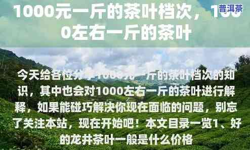 1000元一斤的普洱茶叶档次，奢华享受：品尝1000元一斤的顶级普洱茶叶！